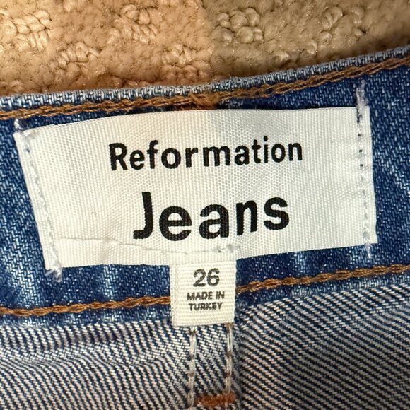Reformation Cary High Rise Slouchy Wide Leg Jeans Blue - Size 26 - Picture 9 of 10